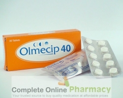 Blister strips and a box of Olmesartan Medoxomil 40mg tablets