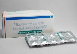 A box and a strip of generic Bupropion Hydrochloride Sustained-Release 150mg tablet