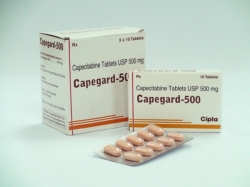 Two box packs and a blister of generic capecitabine 500mg Tablets