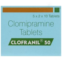 A box of generic Clomipramine 50mg tablets