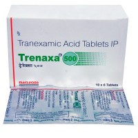 A box and a strip of Tranexamic Acid 500mg Tablet