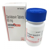 A bottle and a box of Daclatasvir 60mg Tablet