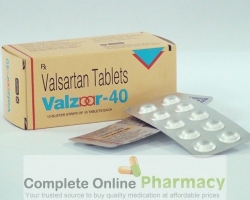Box and two strips of Valsartan 40mg tablets