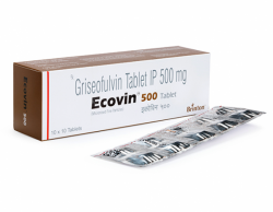 A box of Griseofulvin 500mg tablets.