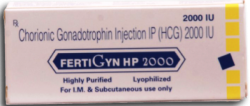 A box of generic Fertigyn 2000iu HCG