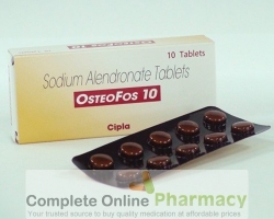Box and blister strips of generic Alendronate Sodium 10mg tablet
