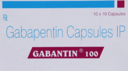 A box of generic Gabapentin 100mg capsule