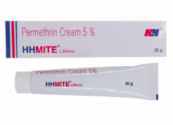 A tube of Permethrin 5% w/w cream. 