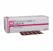 Box and strip of generic propranolol 40mg tablets