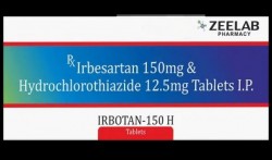 Box of generic Irbesartan 150mg and Hydrochlorothiazide 12.5mg Tablet