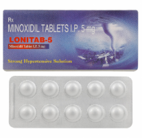 A box and a strip of Minoxidil 5mg tablets