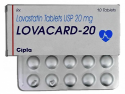 A box of Lovastatin 20mg tablets.