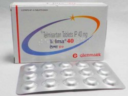 A box and a strip of Telmisartan 40mg Tablet