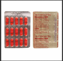 Front and back of blister pack of amoxicillin 500mg capsule