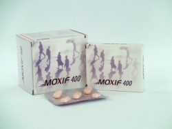 2 boxes and a strip of generic Avelox 400mg tablets