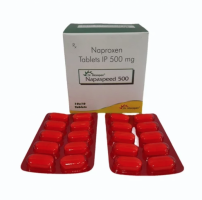 A box and strip pack of Naproxen 500 Tablet