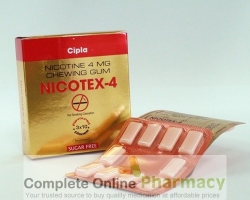Box pack and a blister of generifc Nicotine 4mg Chewing Gum