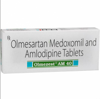 A box of Olmesartan Medoxomil 40mg + Amlodipine 5mg