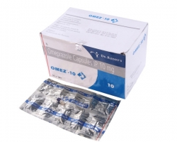 A blister strip and a box of Omeprazole 10mg capsule
