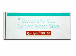 A box of Quetiapine 50mg tablets. 