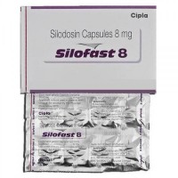 A strip and a box of Silodosin 8 mg Tablet