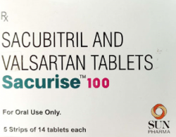 A box of Sacubitril 49mg + Valsartan 51mg tablets. 
