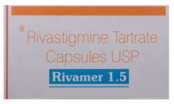 A box of generic Rivastigmine Tartrate 1.5mg capsule
