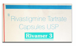 A box of generic Rivastigmine Tartrate 3mg capsule