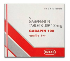 A box of generic Gabapentin 100mg capsule