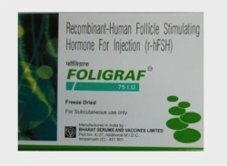 A box of Recombinant Human follicle stimulating hormone 75IU Injection