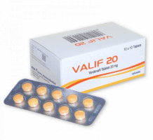 A box and a strip of generic Vardenafil HCL 20mg Tablets