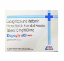 A box of Dapagliflozin 10mg + Metformin 1000mg tablets. 