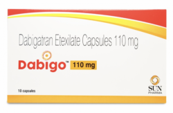 A box of Dabigatran Etexilate 110mg tablets. 
