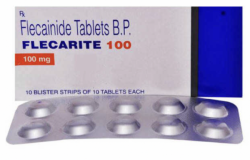 A box and a strip of Flecainide 100mg