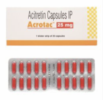 A box of Acitretin 25mg capsules. 
