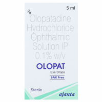 A box of generic Olopatadine 1mg/ml eye drops