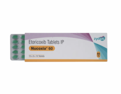 Box and blister strip of generic Etoricoxib 60mg tablet