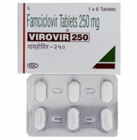 Box and blister strip of generic famciclovir 250mg tablet