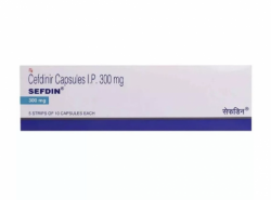 Two blister packs and a box of generic Cefdinir 300mg capsule