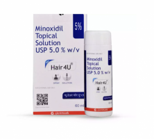 Box and bottle of generic Minoxidil 5 % Bottle