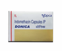 Box and tablet blister pack of Generic indocin 25mg