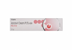 A tube on top of a  box of generic Acyclovir 5% Cream
