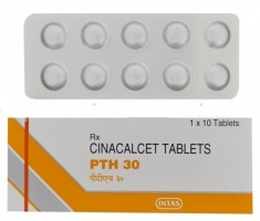 A strip and a box of Cinacalcet 30mg Tablet