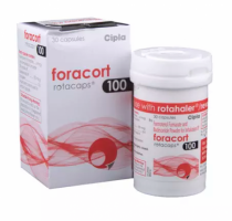 Box and bottle of generic budesonide 100mcg, formoterol fumarate 6mcg rotacaps