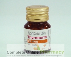 A bottle of levothyroxine sodium 25mcg Tablets