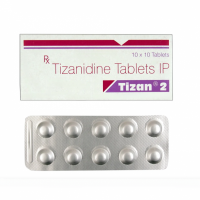 A blister pack and a box of Tizanidine 2mg Tablet