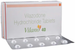 A box of Ethinyl Vilazodone 40mg tablets. 