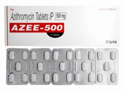 Box and blister strips of generic azithromycin  500mg tablet