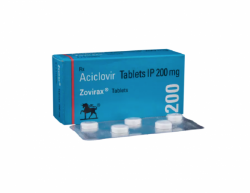 A box and a blister pack of Acyclovir 200mg tablets