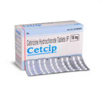 Box and blister strip of generic Cetirizine 10mg tablet